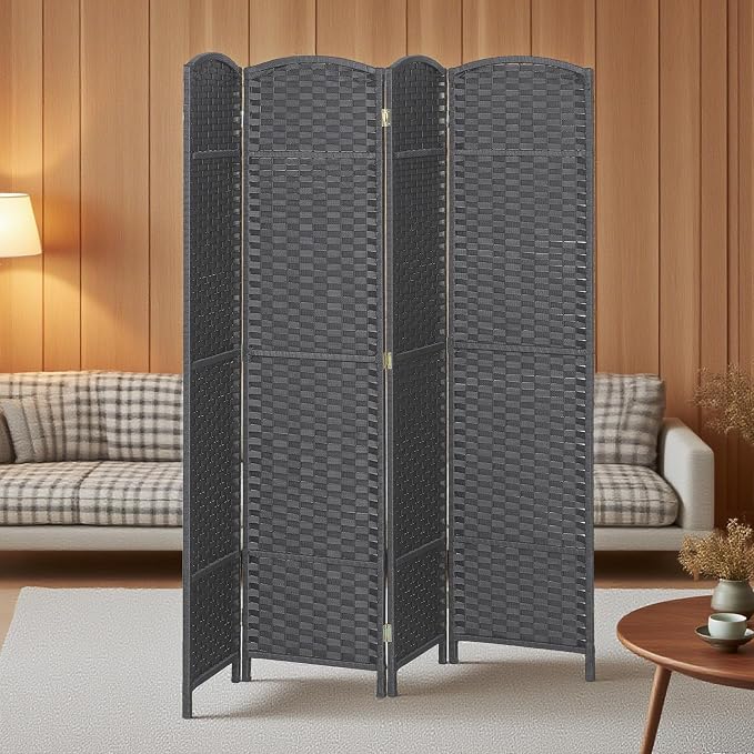 HOMCOM Room Divider, 4 Panel Folding Privacy Screen, 5.6' Tall Freestanding - Image 8