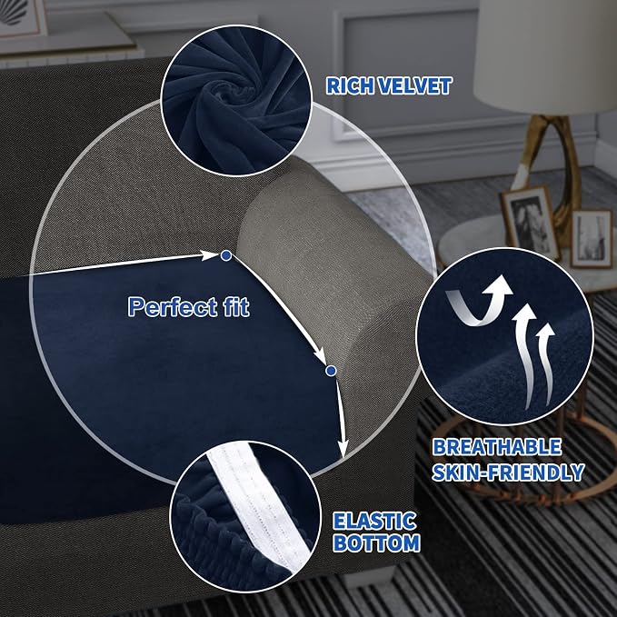 MAXIJIN Velvet Stretch Couch Cushion Covers Soft Sofa Cushion Cover Replacement - Image 4