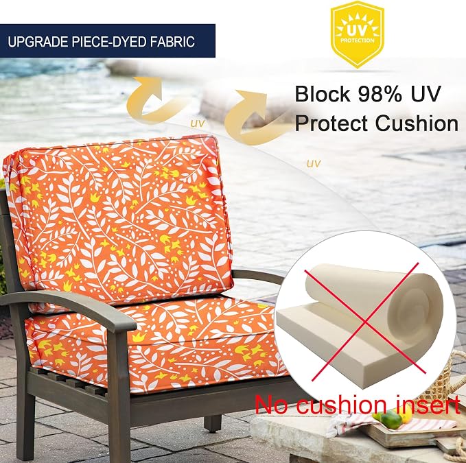 NettyPro Patio Cushion Covers 2 Pack Water Repellent UV Resistant Outdoor Chair - Image 3