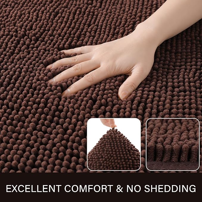 LOCHAS Luxury Bathroom Rug Shaggy Bath Mat 24 x 48 Inch, Washable Non Slip Bath - Image 3