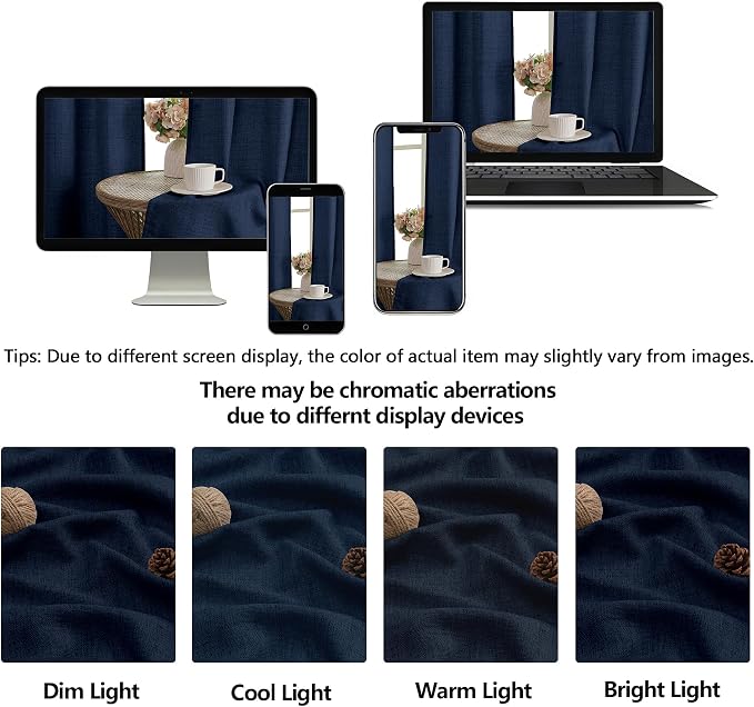OWENIE Navy Blue Valances for Windows 1 Pcs 18 Inch Length, Light Filtering - Image 9