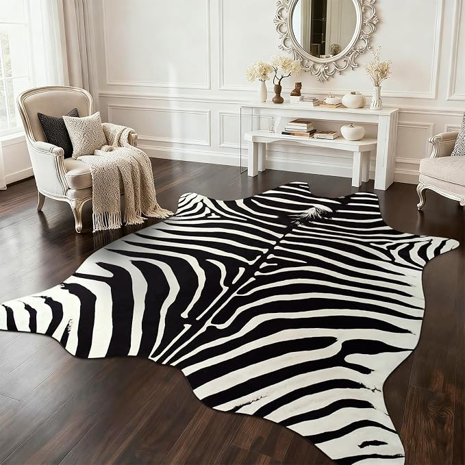 BENRON Premium Zebra Rugs for Living Room Bedroom, Non-Slip Throw Rug for Home by BENRON