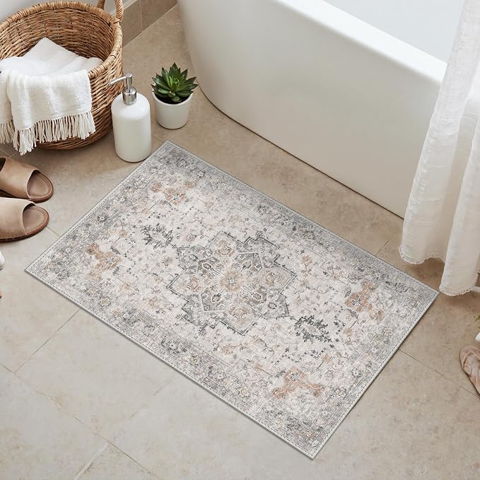GENIMO Area Rug 32x48 inch Doormat, Machine Washable Low Pile Rugs, Small Retro - Image 3