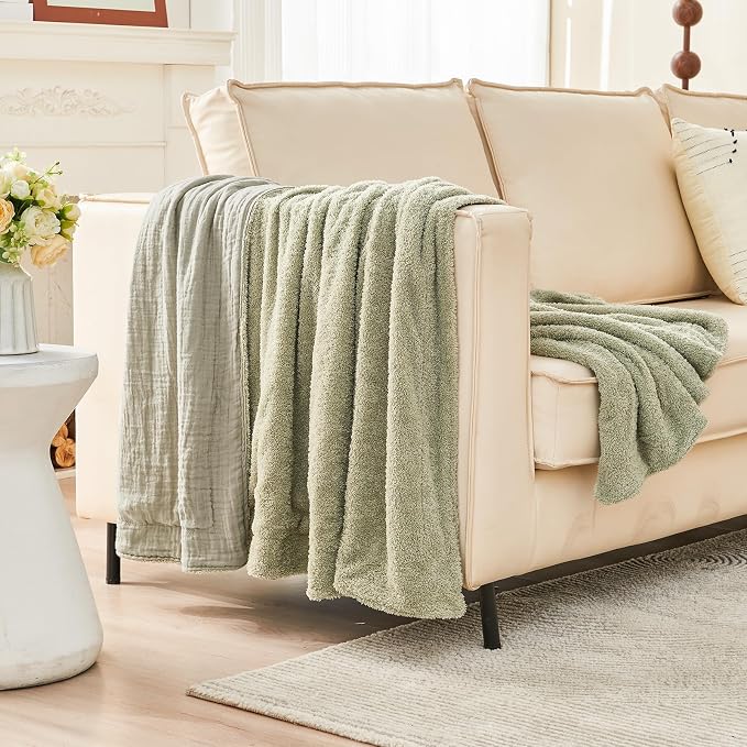 EMME Muslin and Fleece Queen Blanket Reversible - Image 5