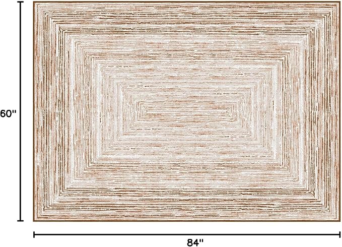 Phantoscope Washable Area Rug 5'x7' Non-Slip, Modern Neutral Boho Rugs - Image 2