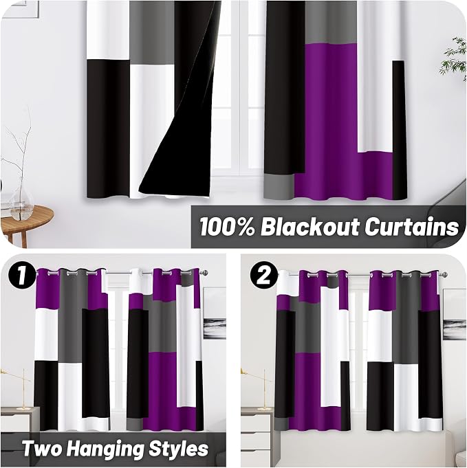 Tyrot Purple 100% Blackout Curtains - Image 2
