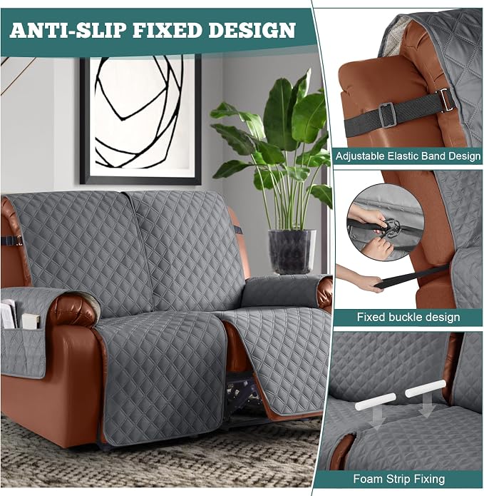 Ruaozz Waterproof Recliner Sofa Covers, 1-Piece Reclining Couch Covers Non-Slip - Image 6