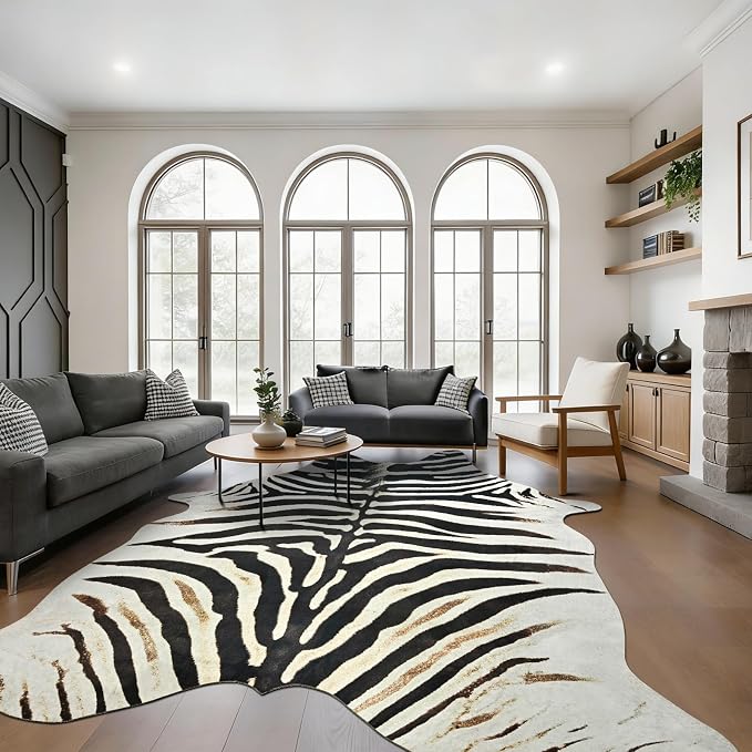 BENRON Zebra Print Area Rug, Cute Animal Hides and Skins - Image 2