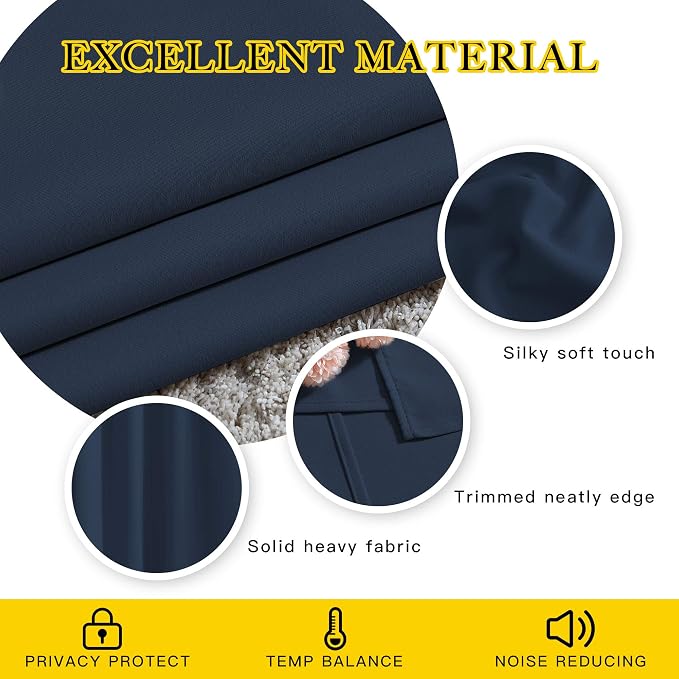 NICETOWN Navy Curtains 96 inches Long, Grommet Thermal Insulated Blackout - Image 4