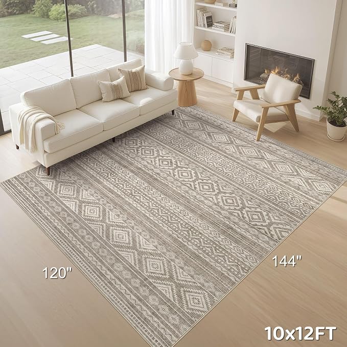 cotiled 10x12 Area Rug Living Room: Washable Boho Rugs - Image 9