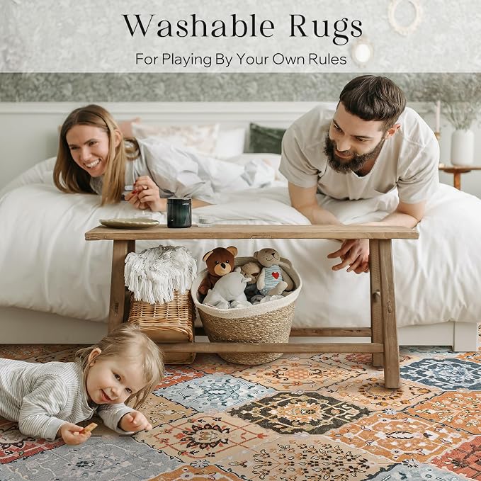 Phantoscope Washable Area Rug 6'x9' Non-Slip, Vintage Boho Rugs - Image 9