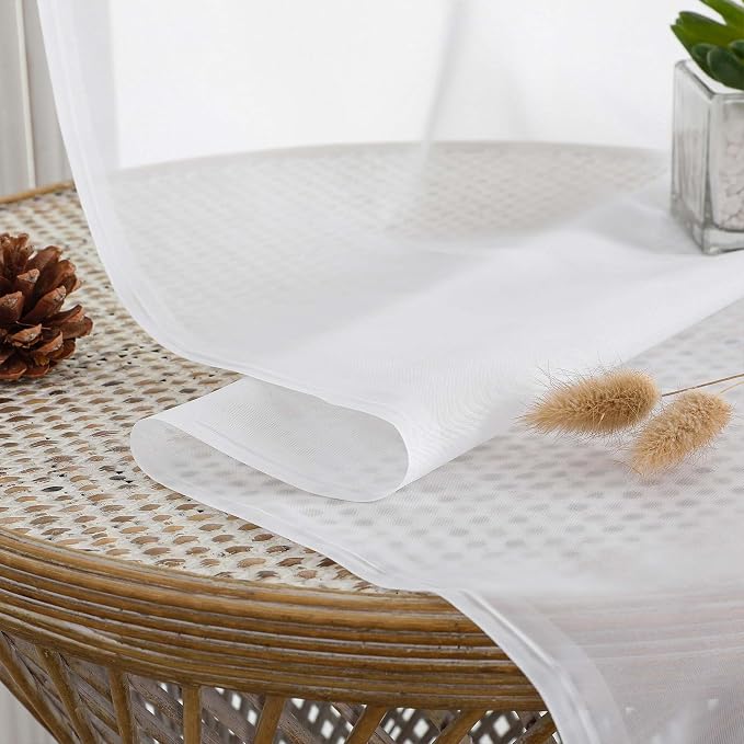 OVZME White Sheer Curtains 84 Inches Long 2 Panels Set, 59 Inch Extra Wide - Image 4