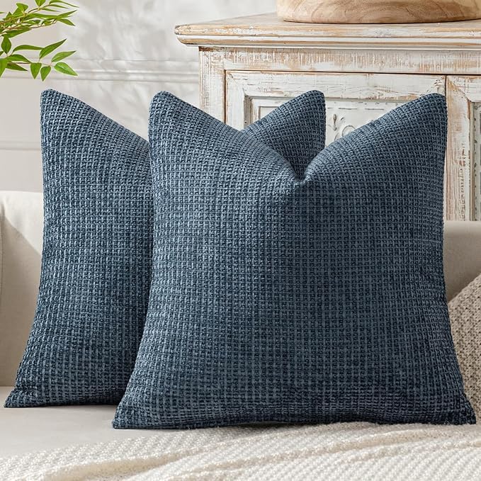 MIULEE Pack of 2 Couch Throw Pillow Covers 20x20 Inch Coastal Navy Blue Modern by MIULEE