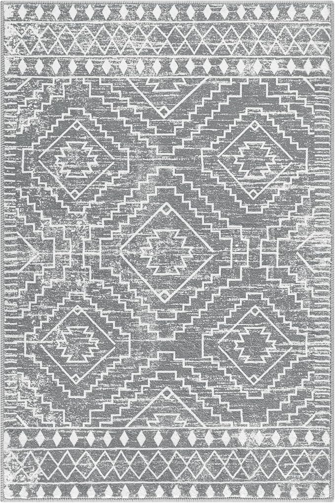 Wonnitar Moroccan Washable Rugs 4x6, Non-Slip Gray Living Room Area Rug - Image 7