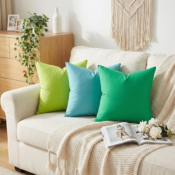 4-Pack 100% Cotton Comfortable Solid Decorative Throw Pillow Case, Thmyo Square - Image 2