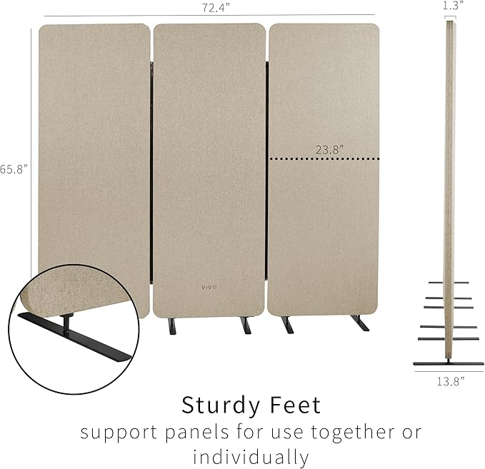 VIVO Freestanding 72 x 66 inch Privacy Panel, Cubicle Divider, Acoustic Wall - Image 3