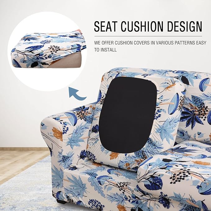 hyha Couch Cover, Floral Pattern, 4 Pieces, Sofa Slipcovers, - Image 2