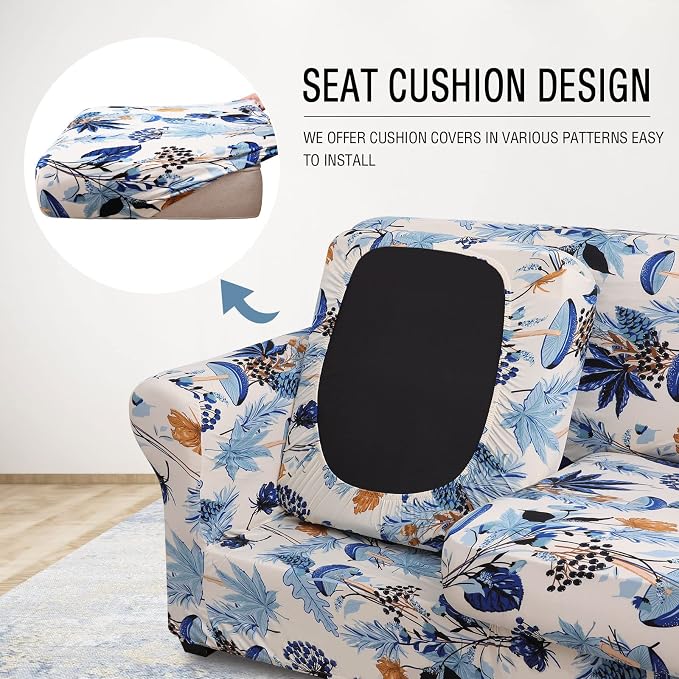 hyha Couch Cover, Loveseat Covers, Floral Pattern, 3 Pieces, Sofa Slipcovers - Image 2