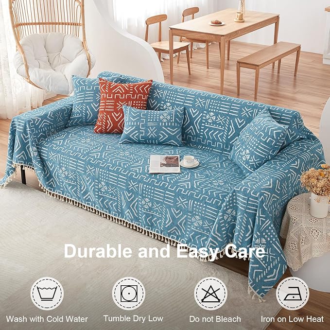 VClife Boho Couch Cover for 3 Cushion Couch Sofa Durable Soft Chenille Sofa - Image 9