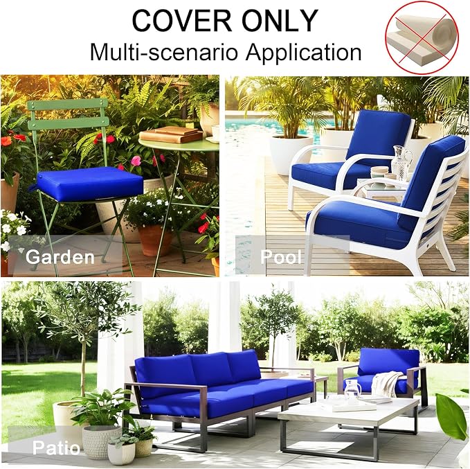 NettyPro Patio Chair Seat Cushion Covers Set 4, Waterproof Outdoor Furniture - Image 8