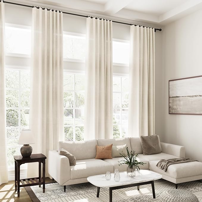 Nanspring Warm Beige Linen Curtains 72 Inch Length - Image 6