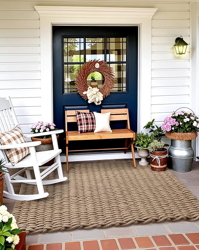 DEXI Jute Door Mat for Front Entryway, 35x59 Braided Woven Doormat Outside - Image 2
