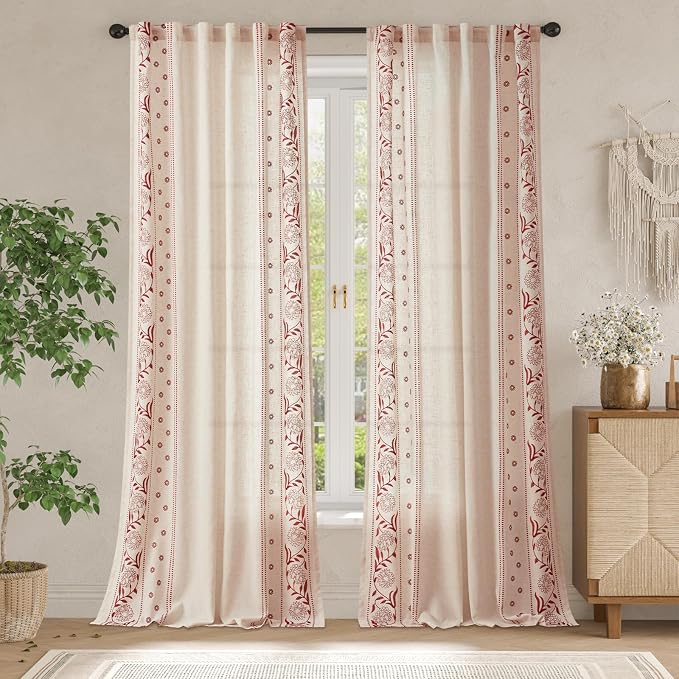 jinchan Winslow Linen Curtains for Bedroom 108 Inches Length Embroidered - Image 3