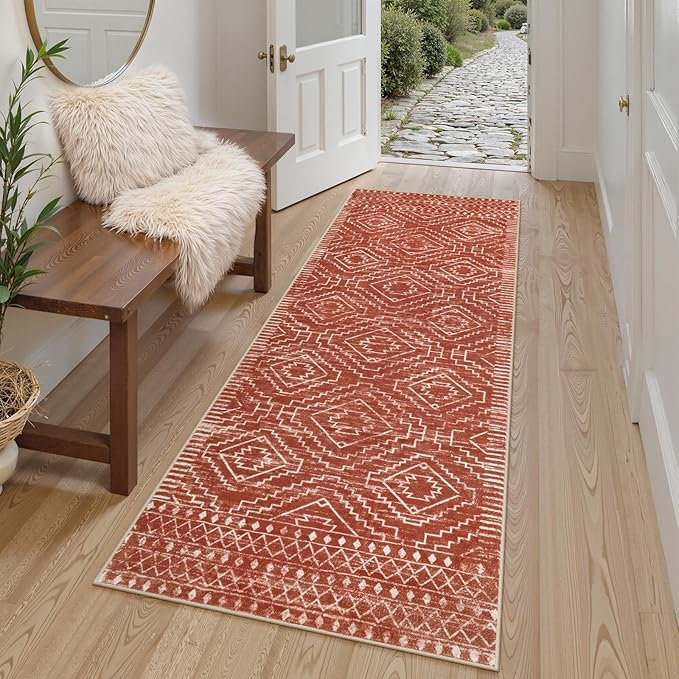 Wonnitar Moroccan Runner Rug 2x6, Washable Hallway Runner Rugs by Wonnitar