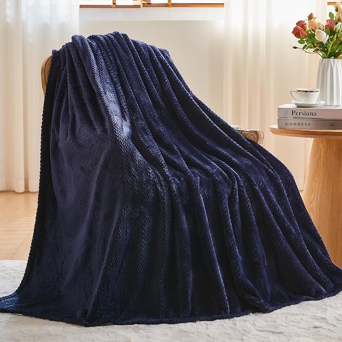 NEWCOSPLAY Super Soft Throw Blanket Dark Navy Premium Silky Flannel Fleece - Image 3