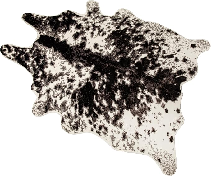 MustMat Faux Cowhide Rug Black and White Cow Print Area Rug Large Animal Hide by MustMat