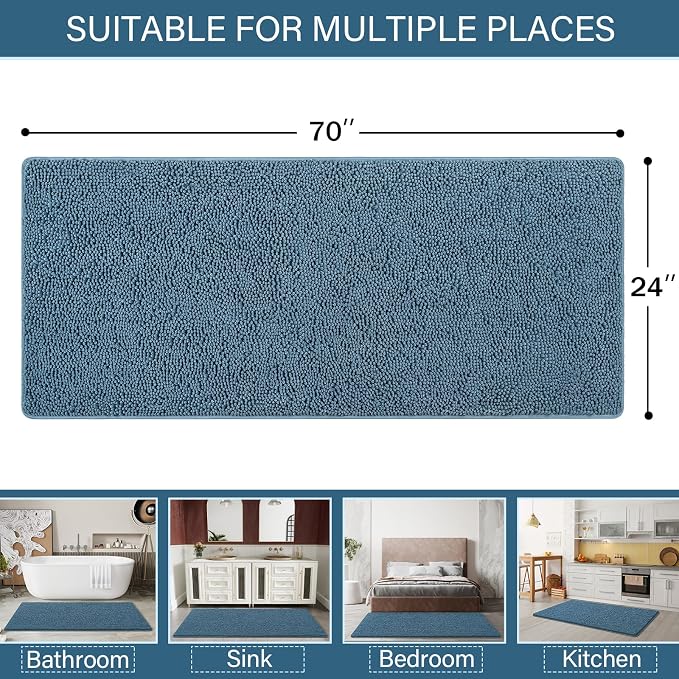 LOCHAS Luxury Bathroom Rug Shaggy Bath Mat 24 x 70 Inch, Washable Non Slip Bath - Image 2