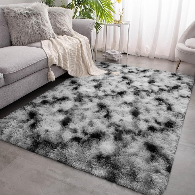 Meralax Tie-Dyed White and Black Rugs - Image 2