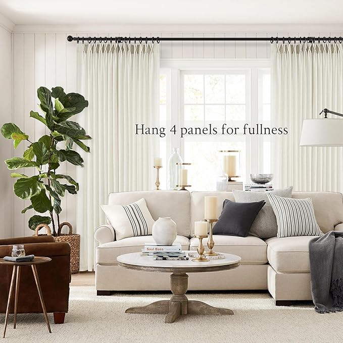 Topfinel Natural Pinch Pleated Linen Curtains 45 Inch Length 2 Panels - Image 6