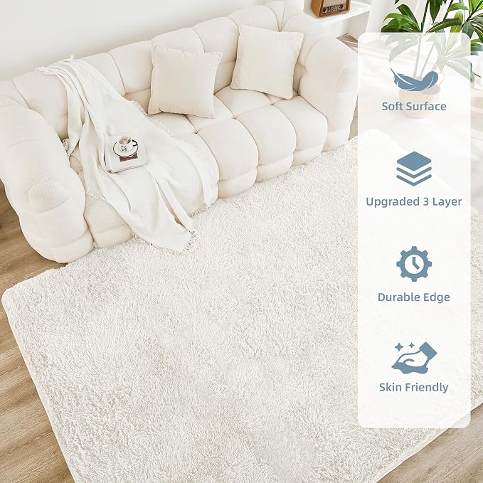 Litanika 8x10 Shag Area Rug for Living Room Bedroom, Non-Shedding Modern Indoor - Image 4