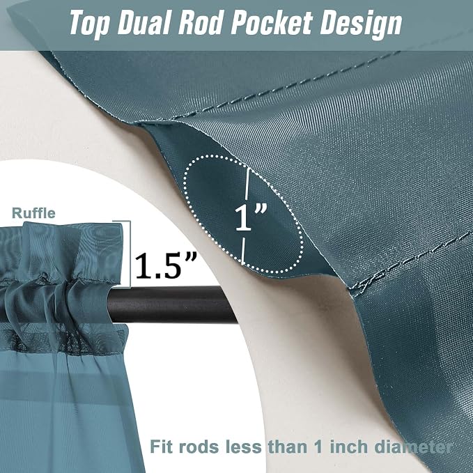 Sheer Curtains for Window 96 Inches Long 2 Panels, Soft Airy Light Filtering - Image 3