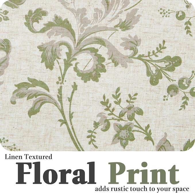jinchan Tie Up Valance Curtain Floral Linen - Image 5