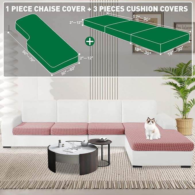 MAXIJIN Couch Cushion Covers for Sectional Sofa, Stretch Sofa Cushion Cover - Image 2