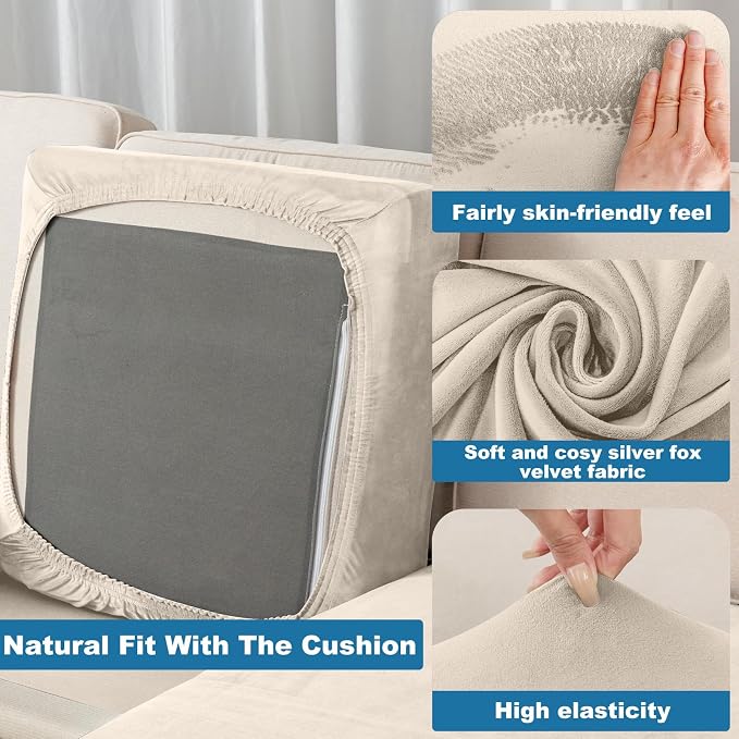 Couch Cover Stretch Velvet Sofa Cushion Cover 1-Piece - Image 4