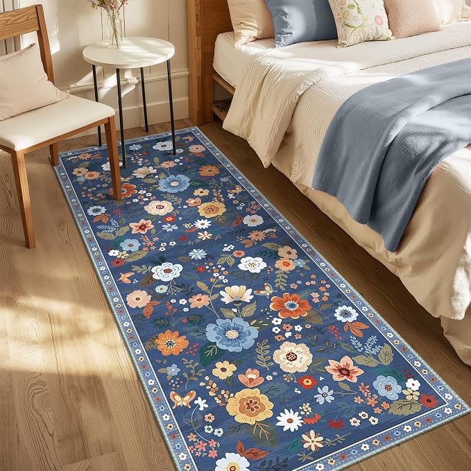 RELEANY Floral Nursery 2x8 Area Rugs Washable Print Boho Cute Carpet Non Slip - Image 9
