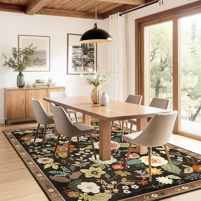 RELEANY Floral Nursery 5x7 Area Rugs Washable Print Boho Cute Carpet Non Slip - Image 7