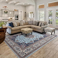 Area Rug for Living Room, Machine Washable Blue Rugs for Bedroom, 4x6Ft by Rtizon
