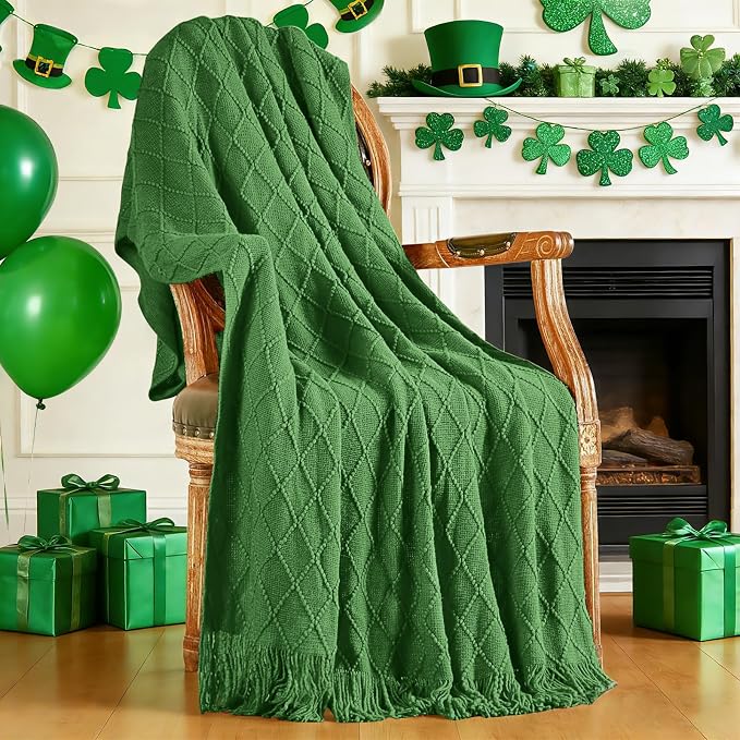 inhand Green Knitted Throw Blanket by inhand