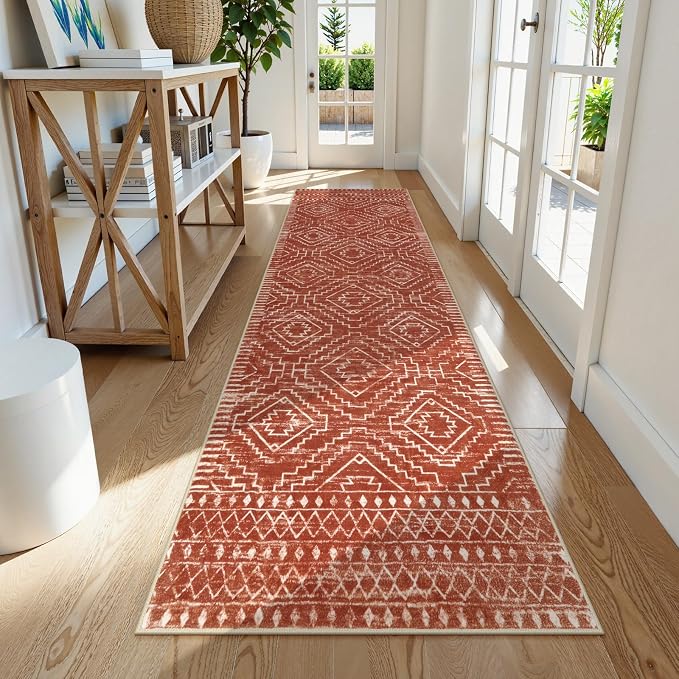 Wonnitar Moroccan 2'6"x8' Hallway Runner Rug, Washable Long Farmhouse Laundry by Wonnitar
