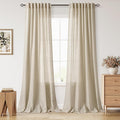 Eggshell Beige Linen 112 Inch Curtains by Nanspring