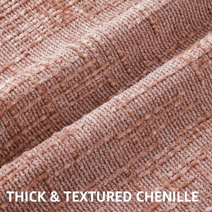 decorUhome Summer Pink Chenille Euro Sham Throw Pillow Covers 22x22 Set of 2 - Image 2