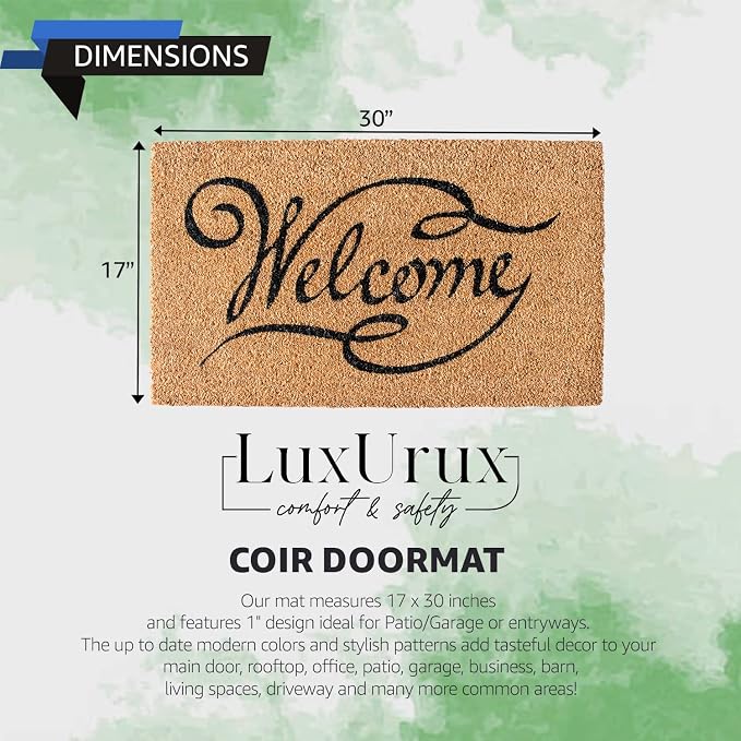 LuxUrux Welcome Mats Outdoor Coco Coir Doormat, - Image 2