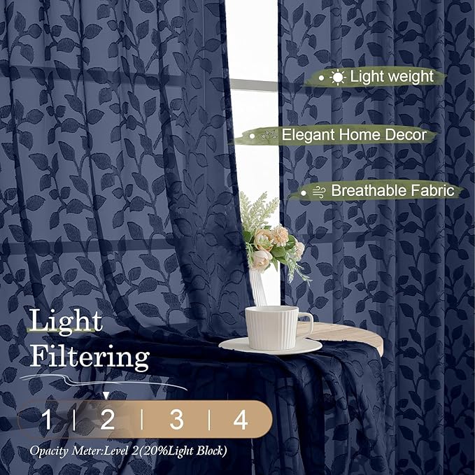Chyhomenyc Navy Blue Sheer Valances - Image 3
