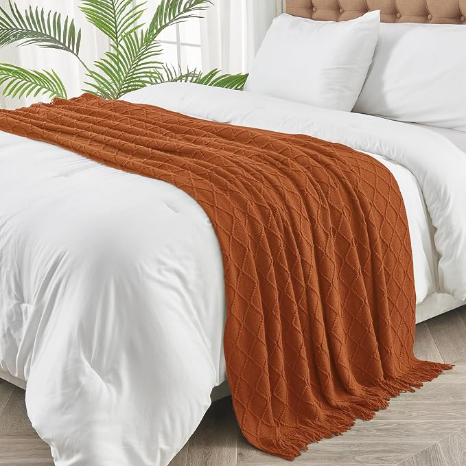 inhand Knitted Throw Blankets for Couch and Bed, Soft Cozy Knit Blanket - Image 3