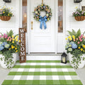 OLANLY Buffalo Plaid Rug 2'4" x 3'7" – Green and White Cotton Checkered Doormat by OLANLY