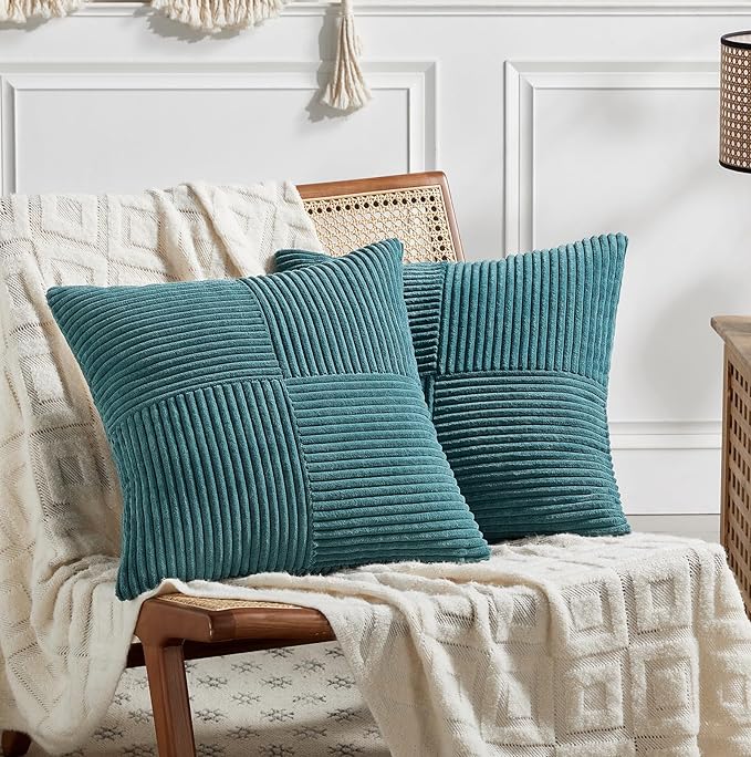 Fancy Homi 2 Packs Teal Decorative Throw Pillow Covers 18x18 Inch by Fancy+Homi